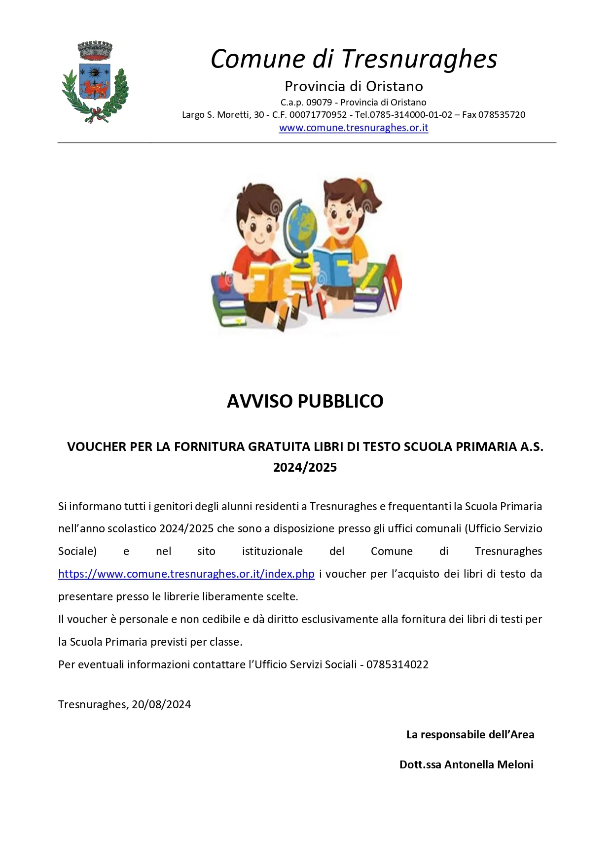 VOUCHER FORNITURA GRATUITA LIBRI DI TESTO SCUOLA PRIMARIA A.S. 2024/2025